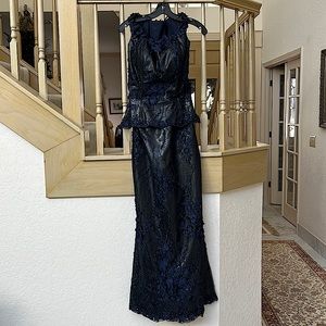 Tina di Martina navy blue evening gown